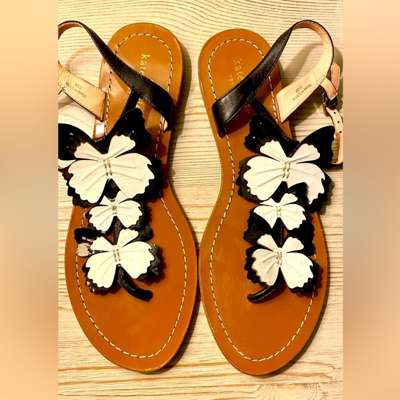 kate spade Shoes Kate Spade Leather Butterfly Tstrap Flat Sandals